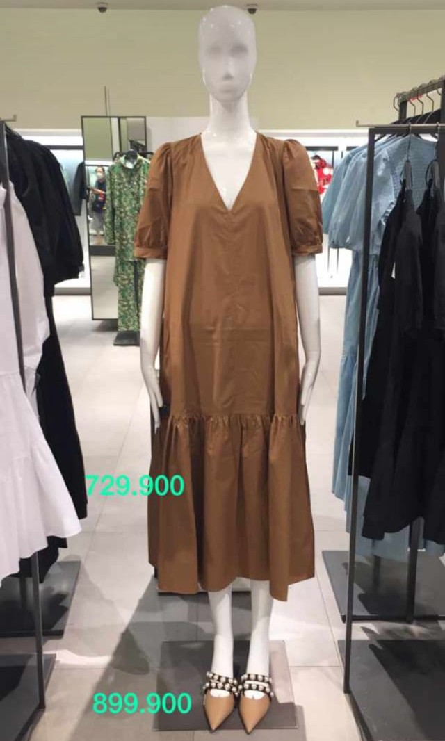 ZARA DRESS MIDI Fesyen Wanita Pakaian Wanita Gaun Rok di
