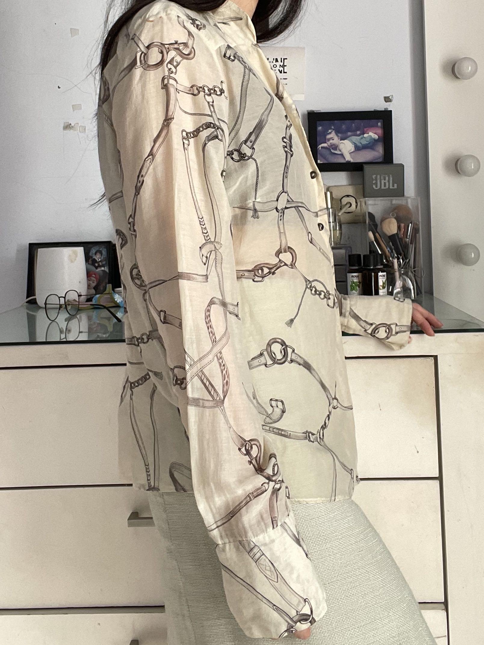 Zara sheer shirt in pale yellow, Fesyen 