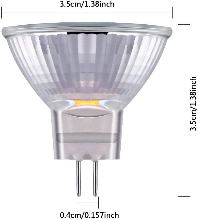 10 Watt Warm White 2700K Dimmable Precision Halogen Reflector Fiber Optic Light Bulb Glass Cover GU4 Bi-Pin Base 10 Pieces Halogen Light Bulbs MR11 12V FTD Halogen Spotlight Bulbs 