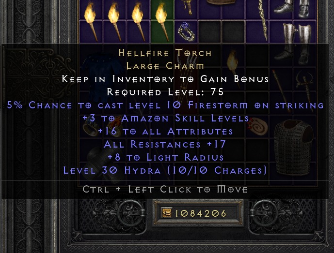 16/17 Amazon Hellfire Torch Diablo 2 Resurrected, Video Gaming, Gaming Accessories, InGame