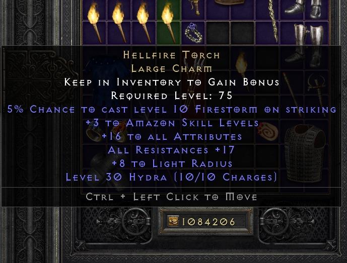 16/17 Amazon Hellfire Torch Diablo 2 Resurrected, Video Gaming, Gaming