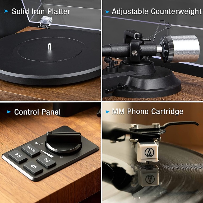 Buy 1 BY ONE Bluetooth Turntable Hi-Fi System With 36 Watt Bookshelf Speakers Vinyl Record Player With Magnetic Cartridge