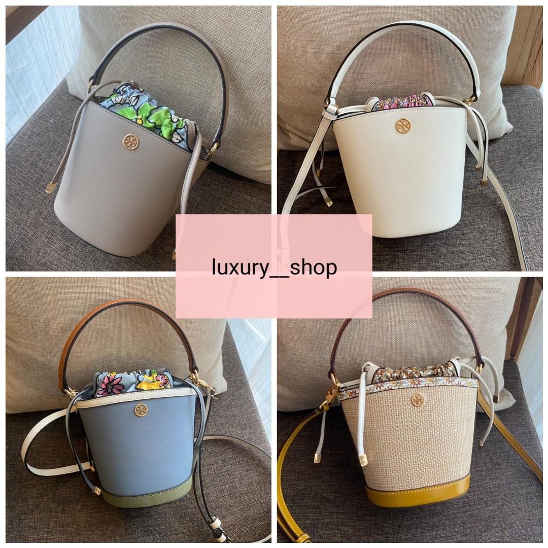 ?限時特價Tory Burch Robinson Mini Bucket Bag Crossbody McGraw hobo Robinson  Straw color block perry mini bucket bag 迷你水桶袋手袋301021, 名牌, 手袋及銀包- Carousell