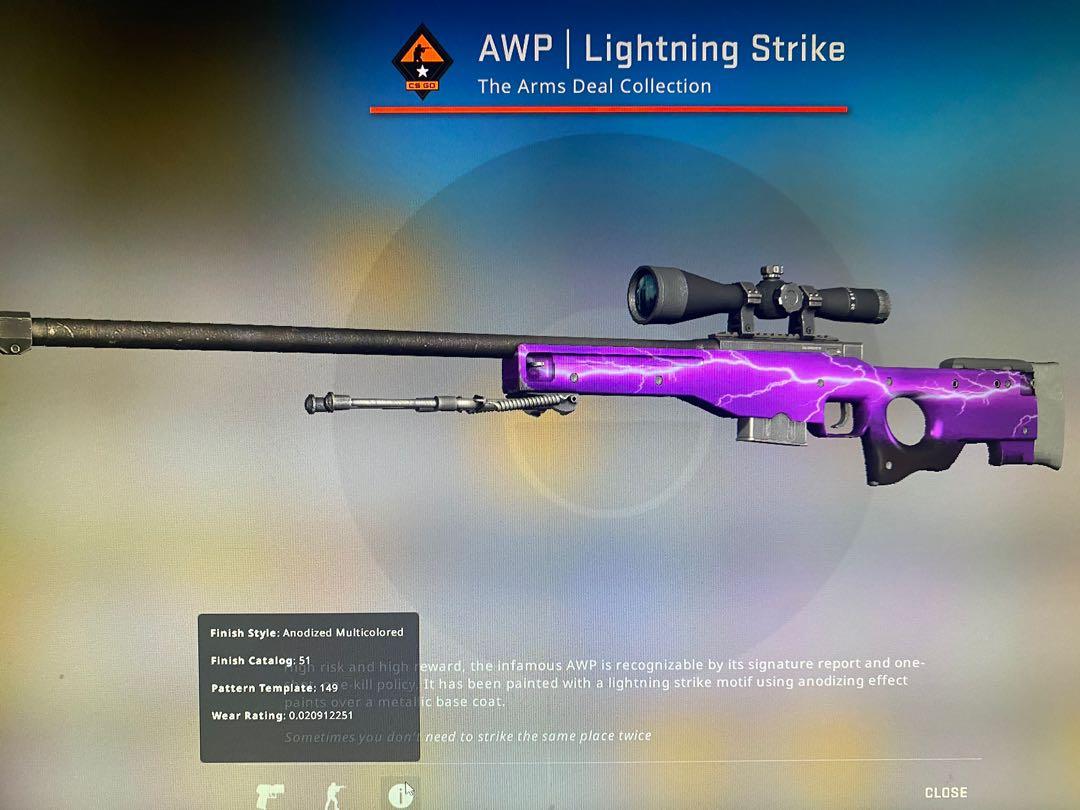 AWP Lightning Strike Factory New, Video Gaming, Gaming Accessories, In-Game  Products on Carousell