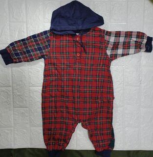 Baby Gap Red checkered long-sleeved hoodie onesie