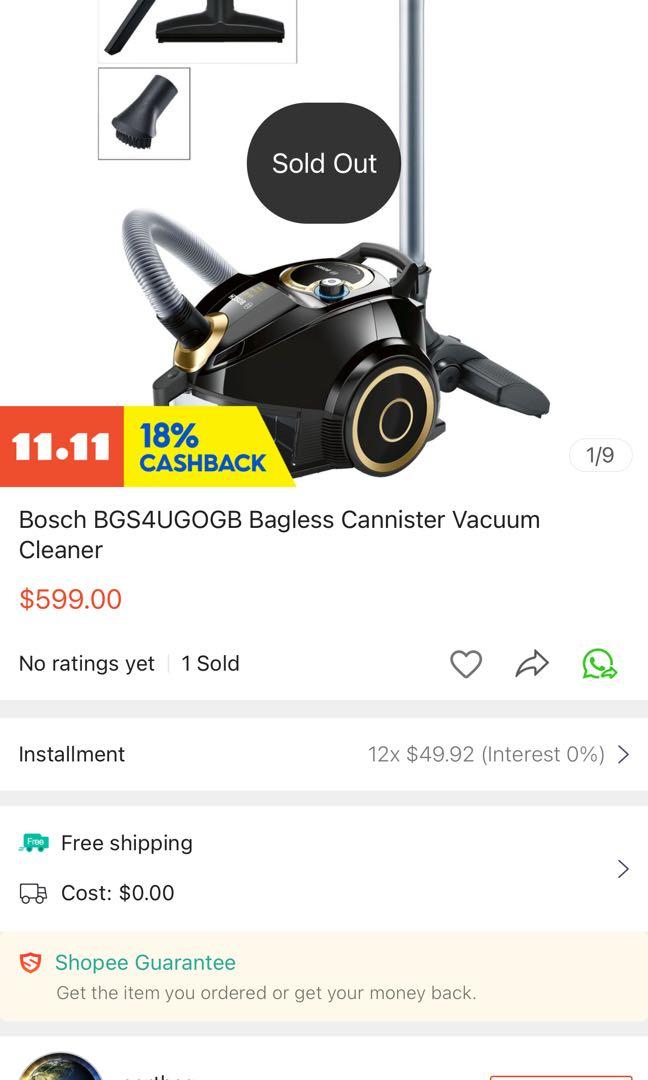 Bosch BGS4UGOGB Bagless Cannister Vacuum Cleaner, TV & Home Appliances, Vacuum Cleaner