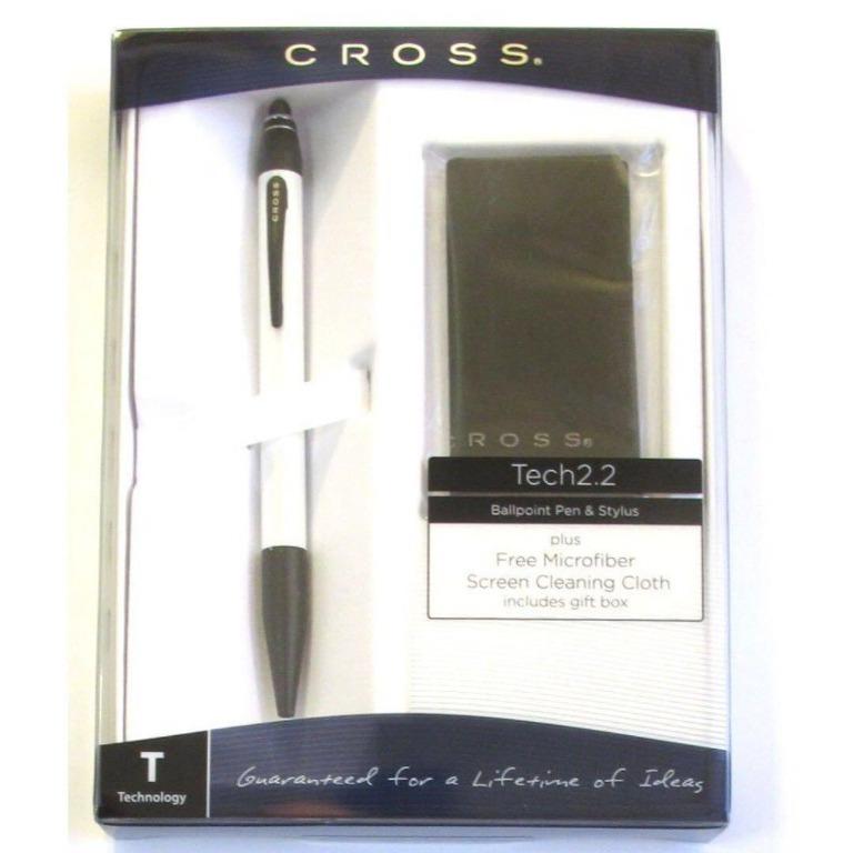 Cross Tech 2.2 PEARLESCENT WHITE Ballpoint Pen with Built-in Stylus 