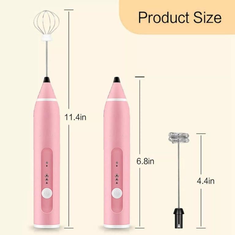 Christmas Pink Electric Milk Frother Handheld Foam Maker Usb Egg