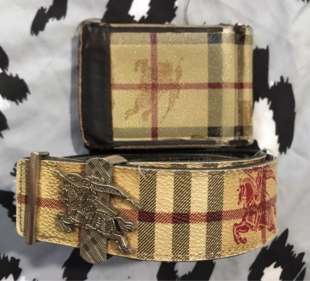 Burberry wallet money clip Bag and belt original, Men's Fashion