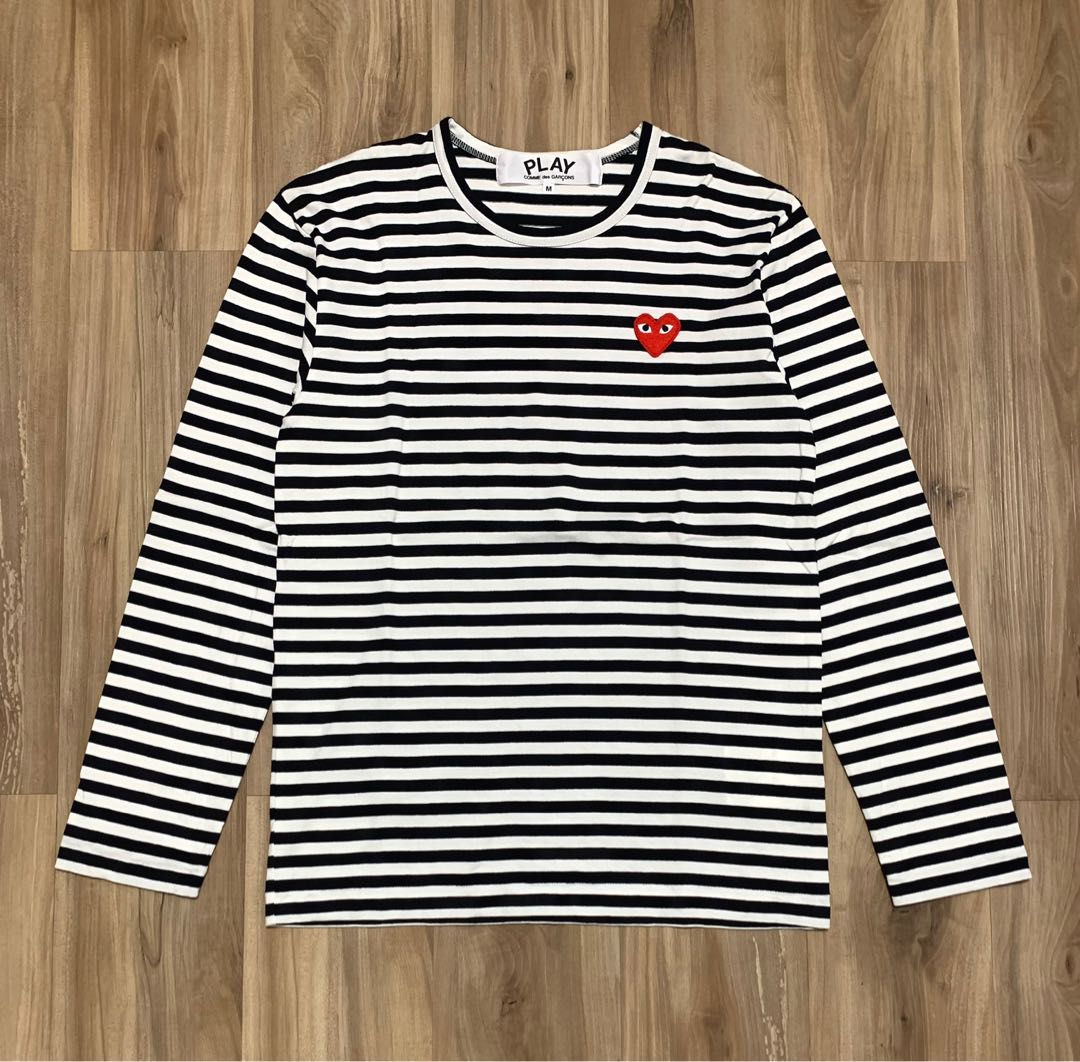 cdg play stripe black longsleeve 