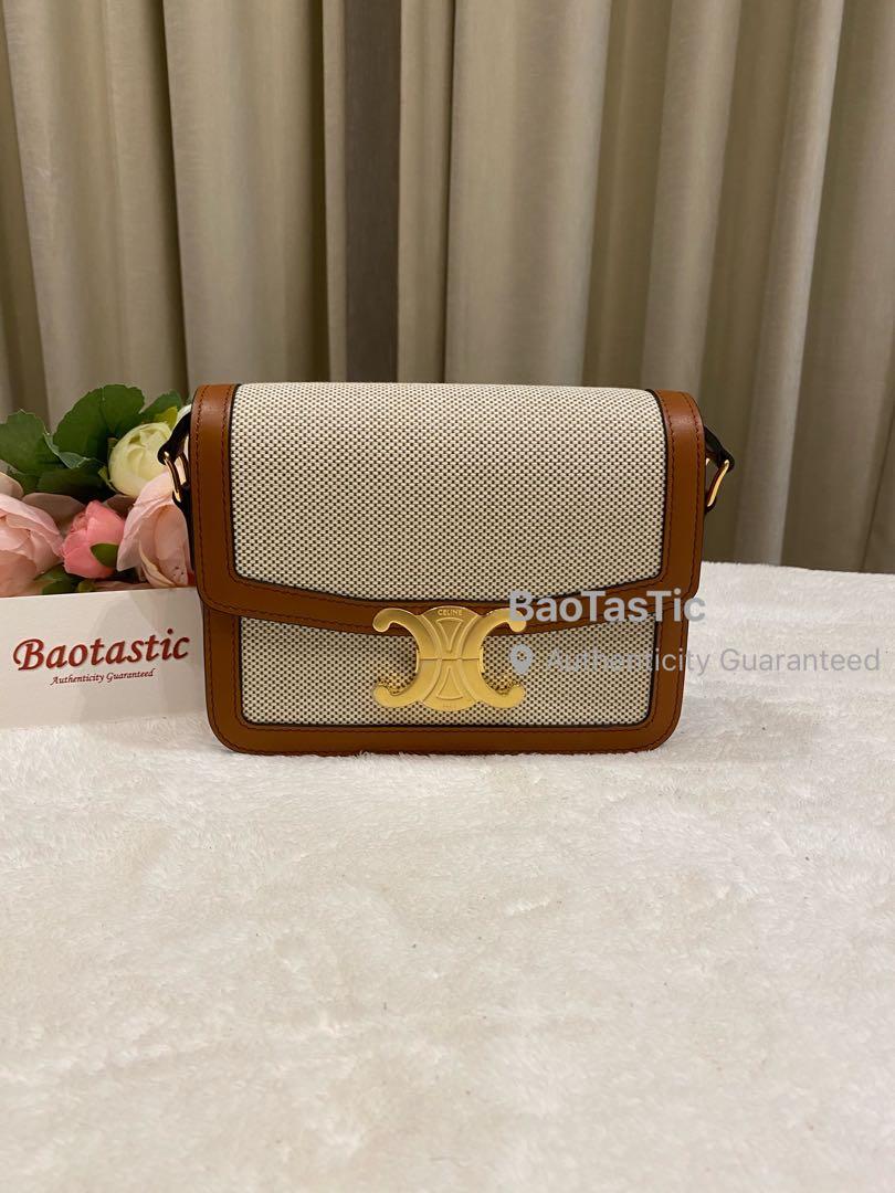 NEW Celine Triomphe Teen in Textile and Natural Calfskin, Luxury, Bags &  Wallets on Carousell