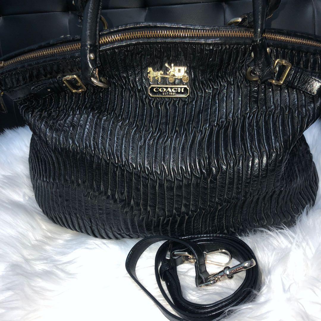 Coach pleated cheap leather bag