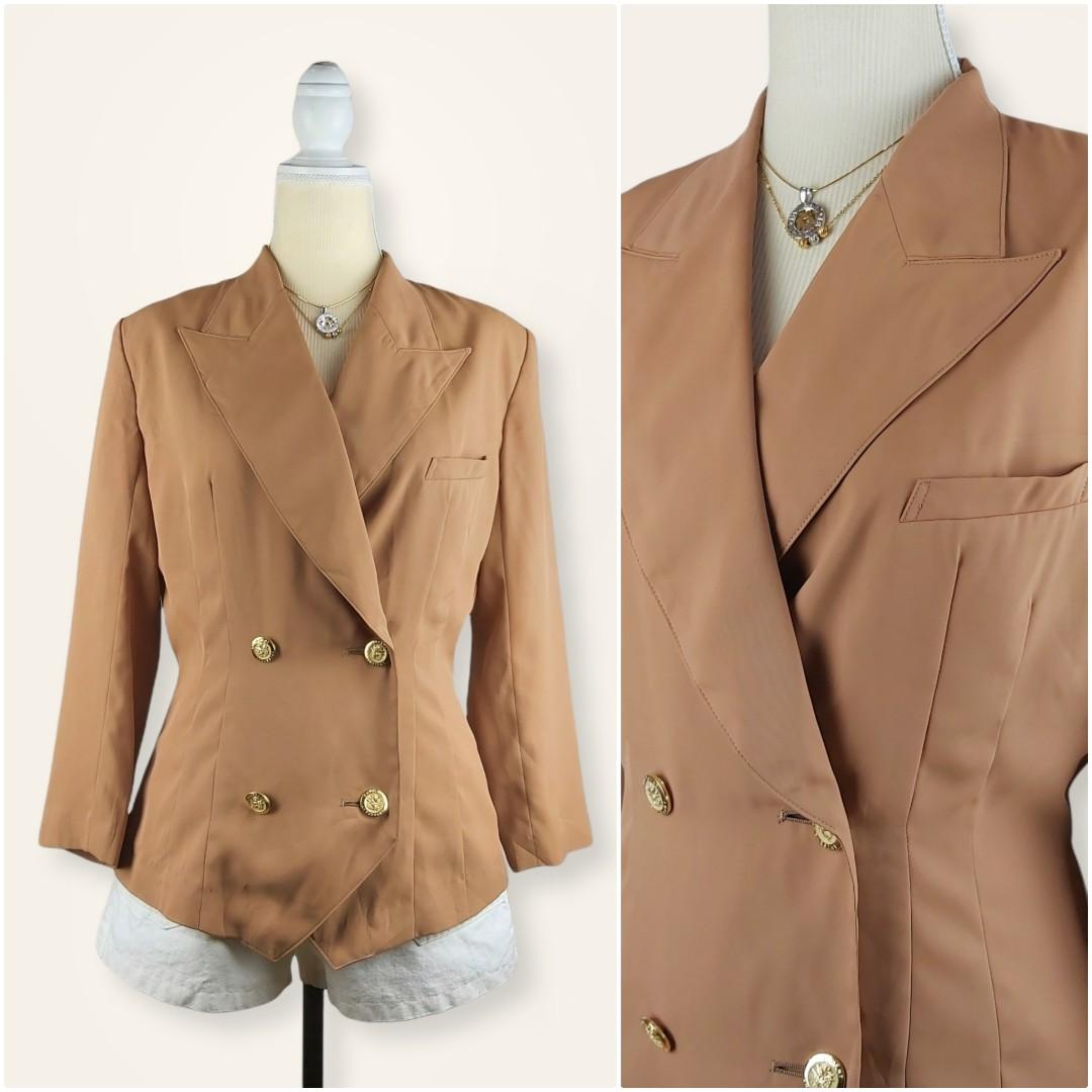 Double breasted camel Blazer ( J33 ), Women's Fashion, Coats, Jackets