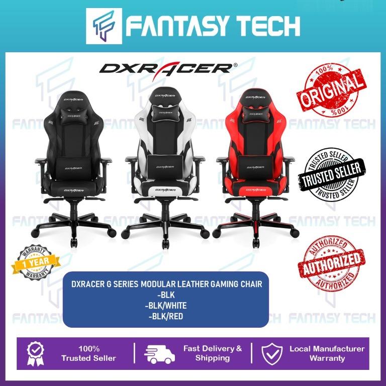 DXRacer G SERIES MODULAR LEATHER GAMING CHAIR BLK BLK RED BLK