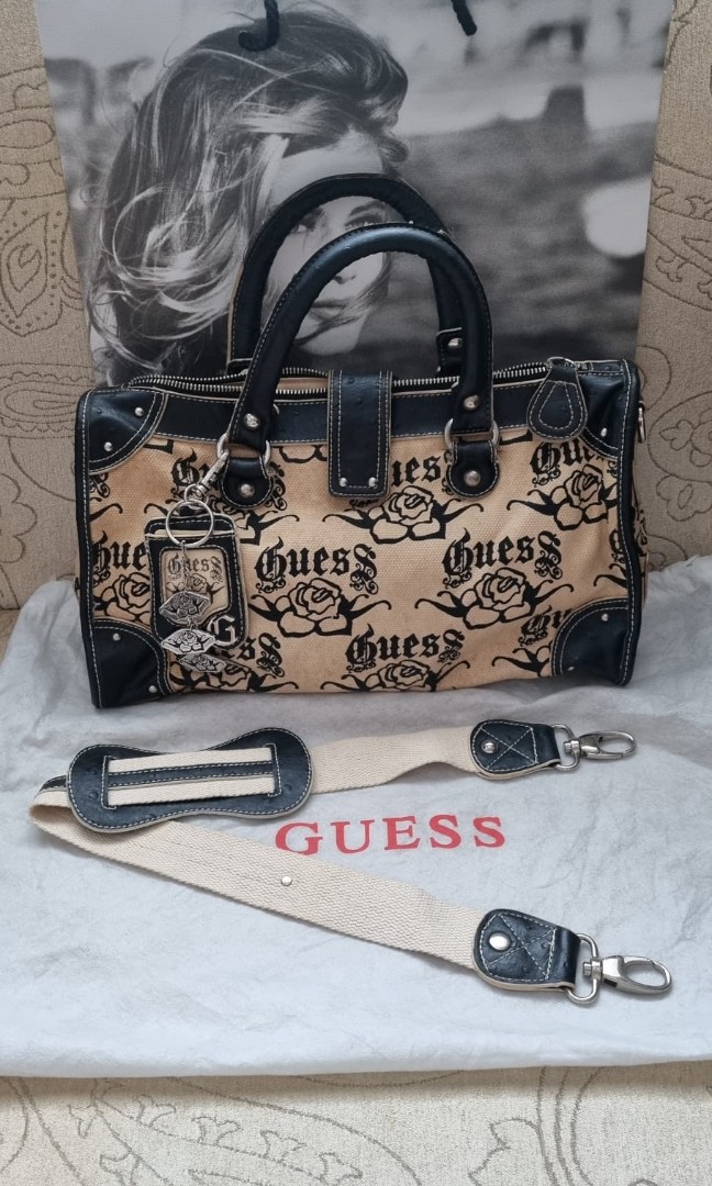 training animation metal Guess Black & White Roses Bag, Women's Fashion, Bags & Wallets, Tote Bags  on Carousell