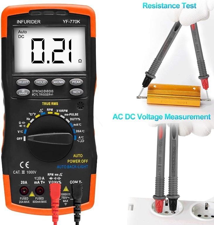 H1089 Digital Multimeter,INFURIDER YF770K TRMS 6000 Counts Volt Amp