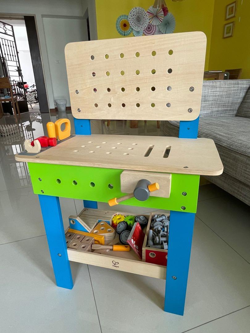 Hape wooden tool store bench