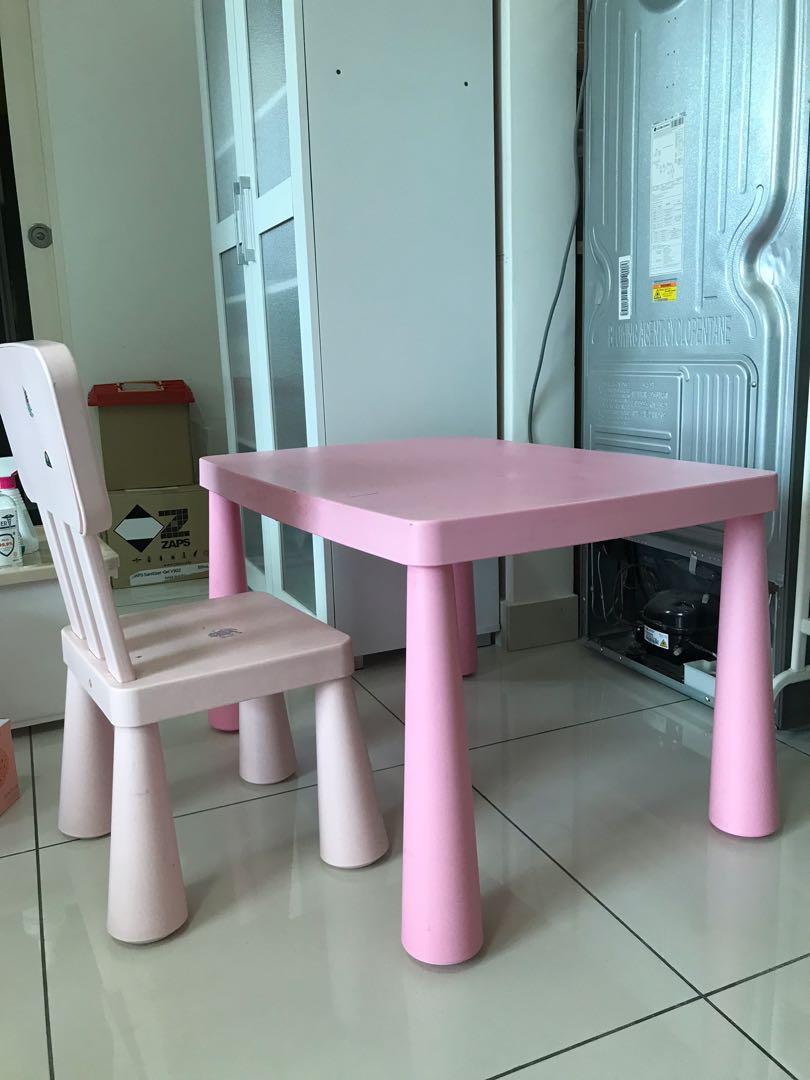 IKEA kids table pink set