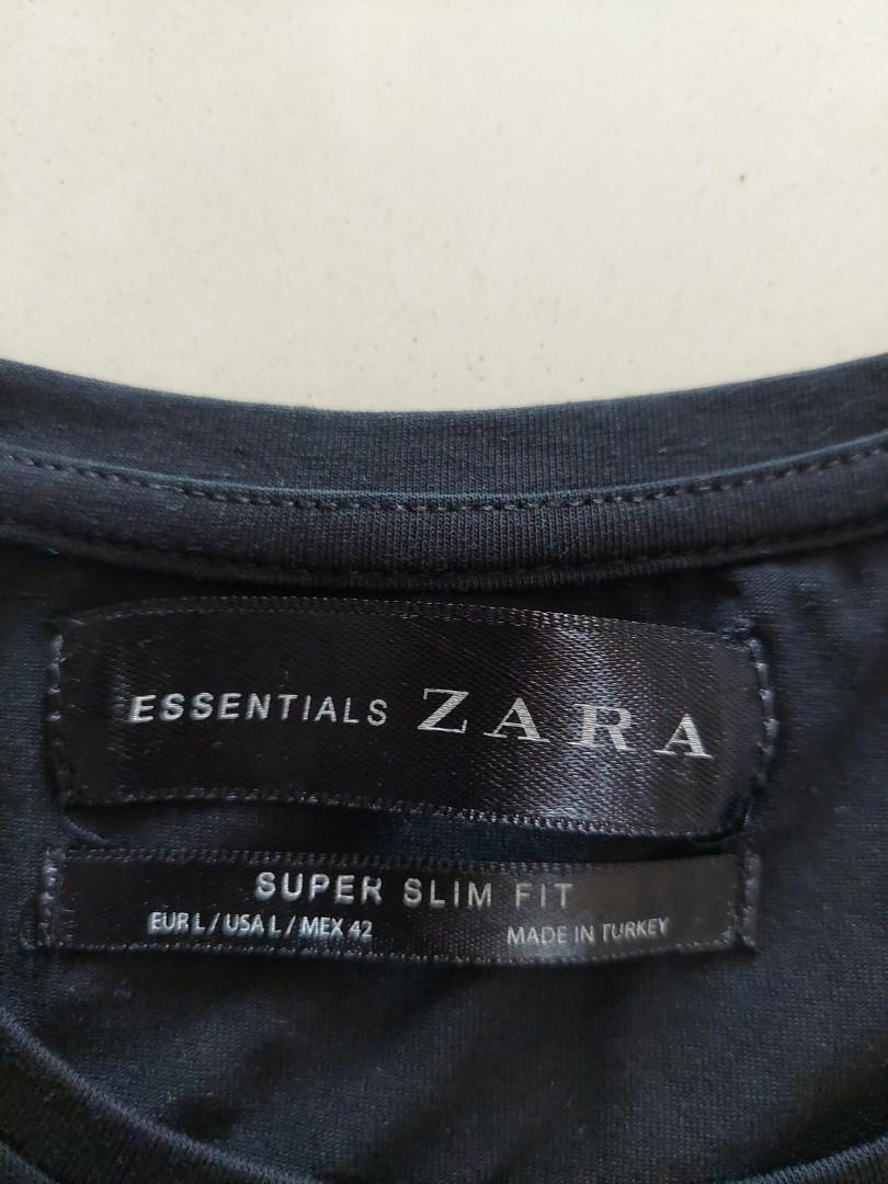 Kaos Zara super slim fit size L, Fesyen Pria, Pakaian , Atasan di Carousell