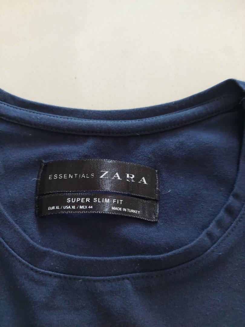 Kaos Zara Super slim fit size XL ( warna biru dongker), Fesyen Pria,  Pakaian , Atasan di Carousell
