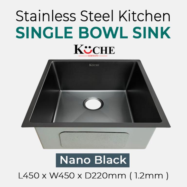 KUCHE Undermount Single Bowl Kitchen Sink SB4545 Nano (304 ...