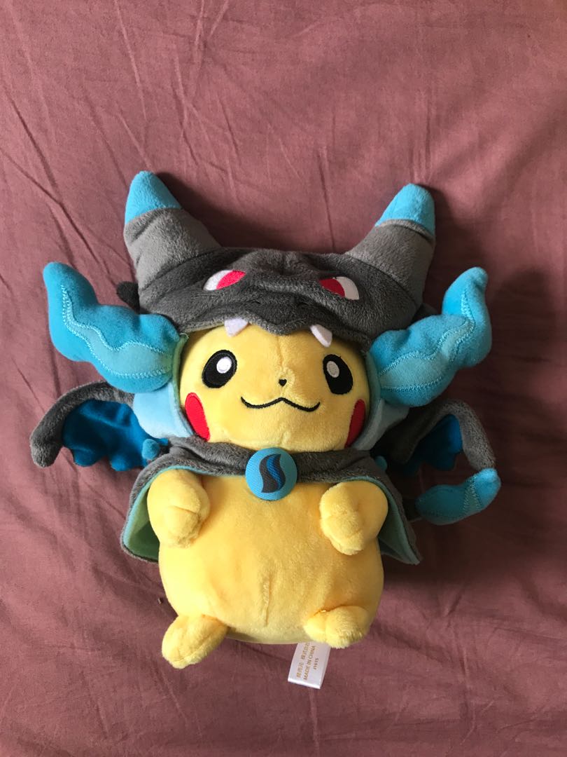 Mega Charizard X costume Pikachu plush, Hobbies & Toys, Toys & Games on