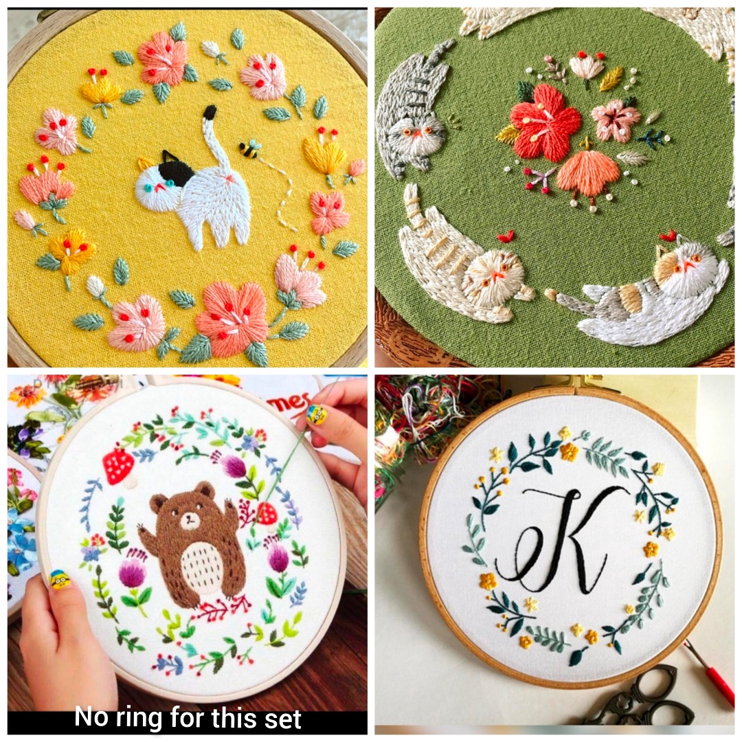 New embroidery kit set. Cat bear wording. Yishun st 31 or normal