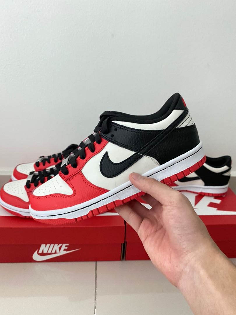 Nike Dunk Low Black and Chile Red (GS), Men's Fashion, Footwear, Sneakers  on Carousell
