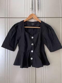 POMELO Black Peplum Top / Atasan