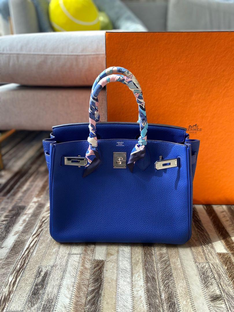 Hermes Personal Kelly bag 32 Sellier Blue electric/Rose jaipur Epsom leather  Silver hardware