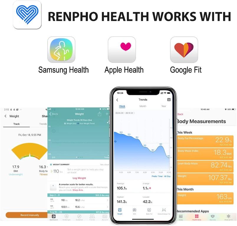 RENPHO ESCS20M Bluetooth Body Fat Scale, Digital Weight Scale Bathroom