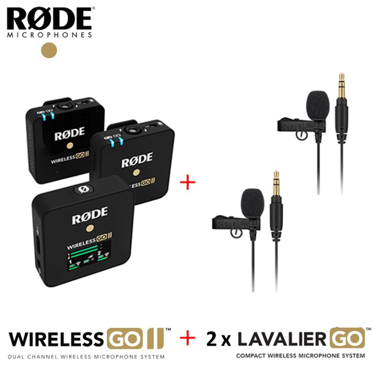 Rode Wireless GO 2 Dual Compact Digital Wireless Microphone System with 2X  Rode Lavalier GO Lapel Microphones
