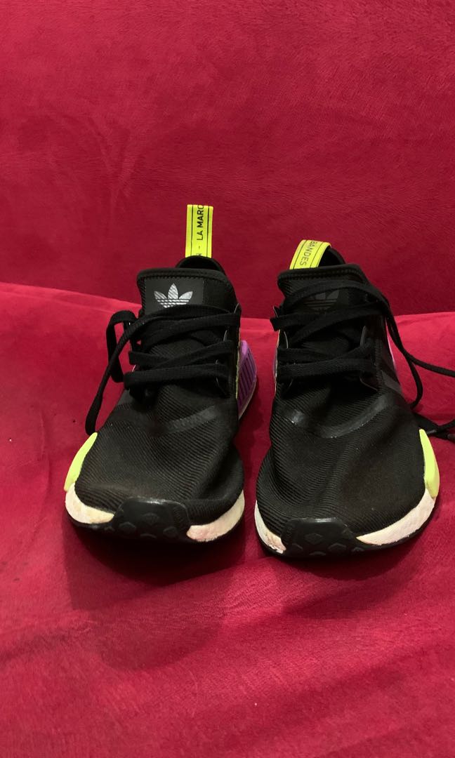 Sepatu Adidas NMD 42 Black Mix Hijau Stabilo ORIGINAL, Fesyen Pria, Sepatu  , Sneakers di Carousell