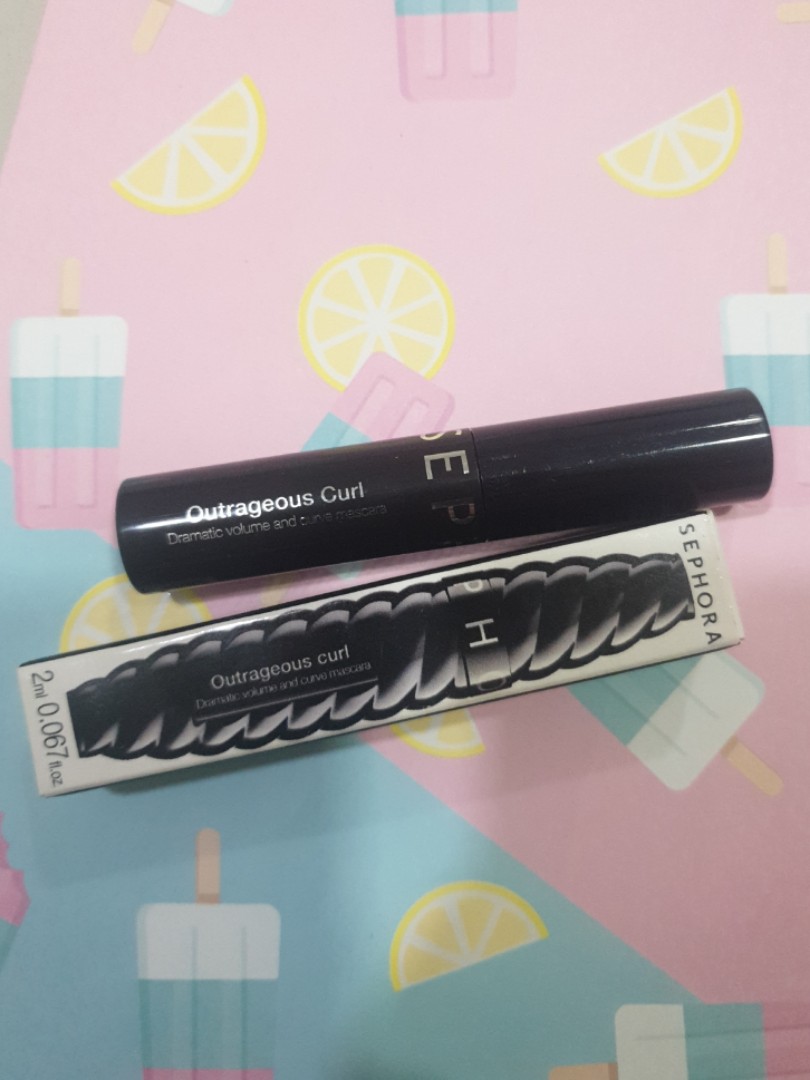 Sephora outrageous curl mascara travel size 2ml, Kesehatan & Kecantikan
