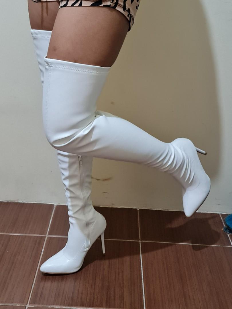 Shein White Knee High Boots Women s Fashion Footwear Boots on