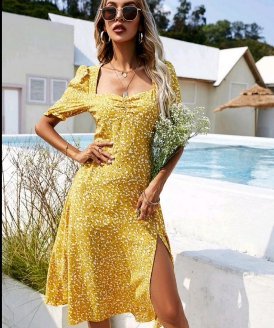 Shein yellow dress Women s Fashion Muslimah Fashion Dresses on