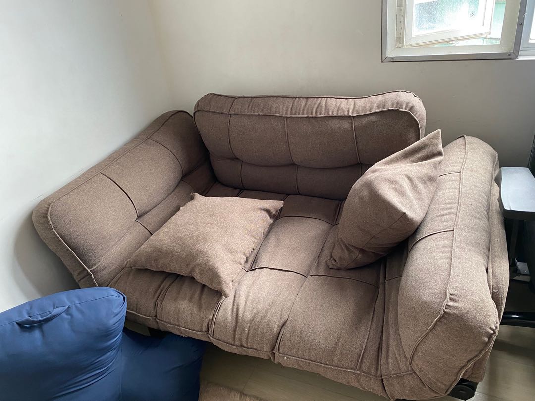SOFA BED can be converted to bed w/ 2 pillows, Furniture & Home Living