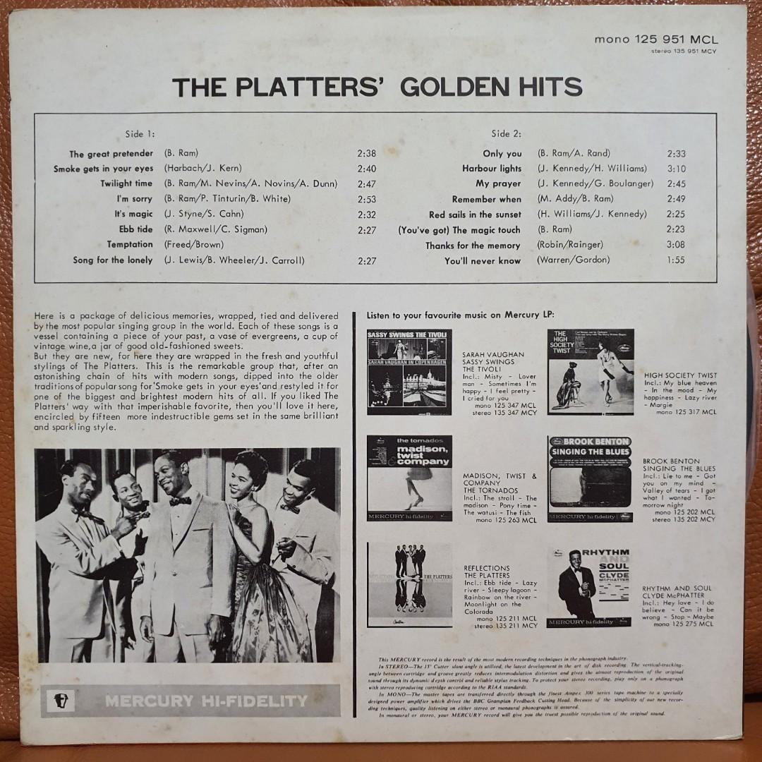 Reserved The Platters' Golden Hits vinyl record LP, Hobbies & Toys