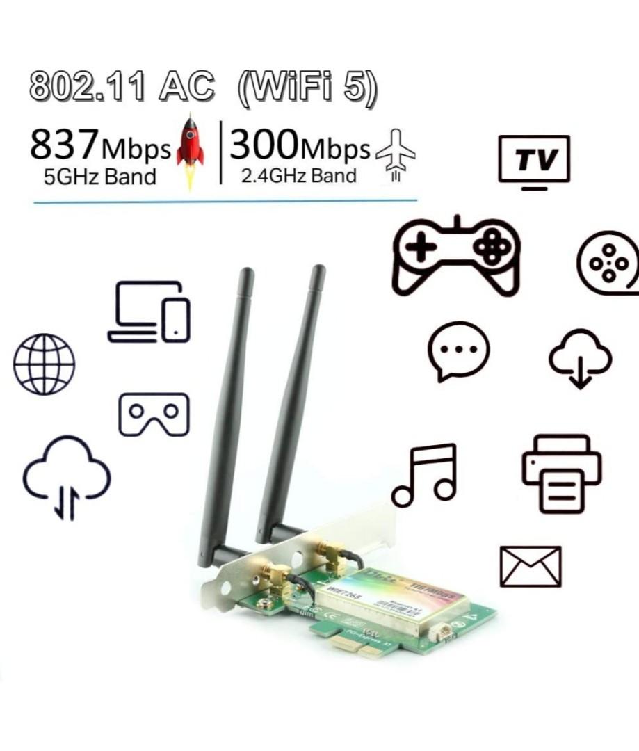 Ubit AC 1200Mbps Bluetooth WiFi Card,Wireless WiFi PCIe Network Adapter