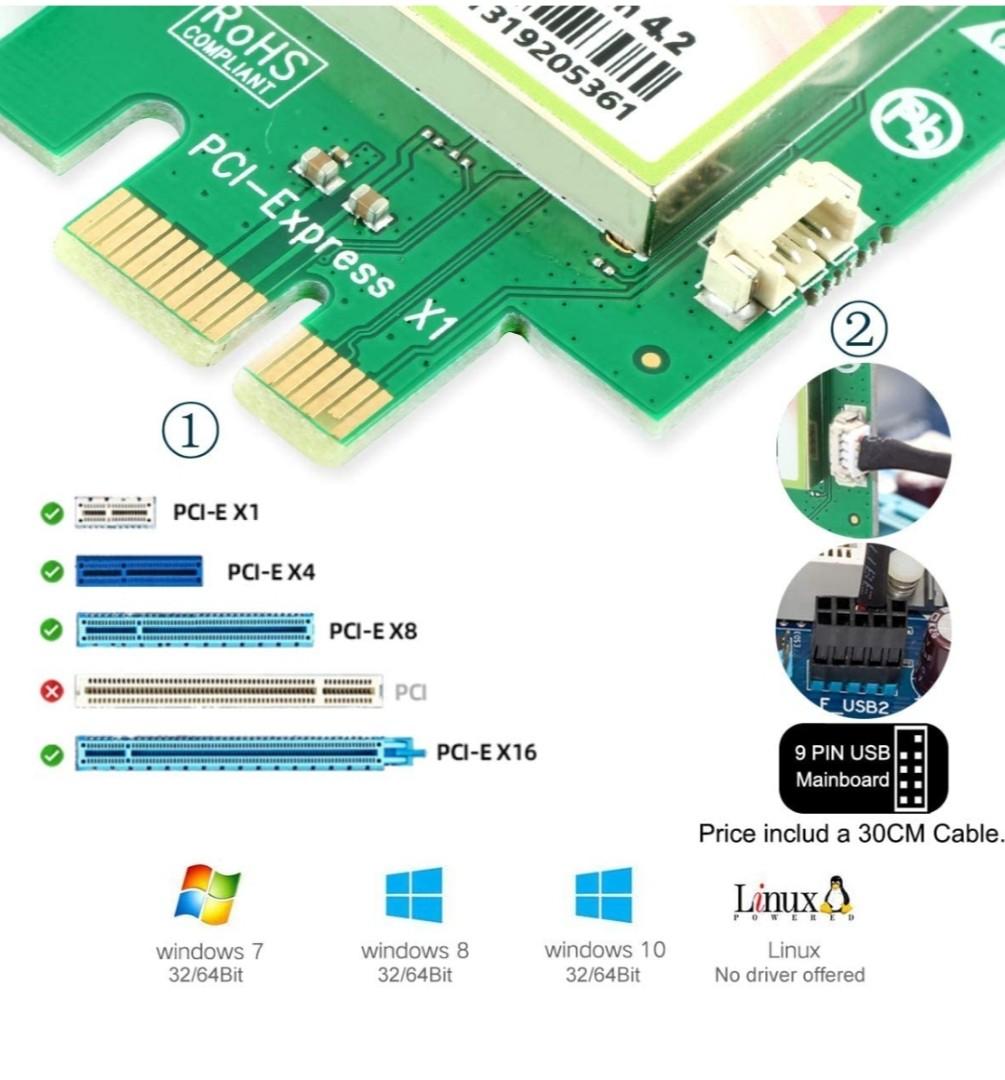 Ubit AC 1200Mbps Bluetooth WiFi Card,Wireless WiFi PCIe Network Adapter