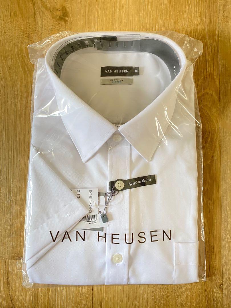 Van Heusen Platinum Fitted White Short Sleeve 3 4XL Men s Fashion