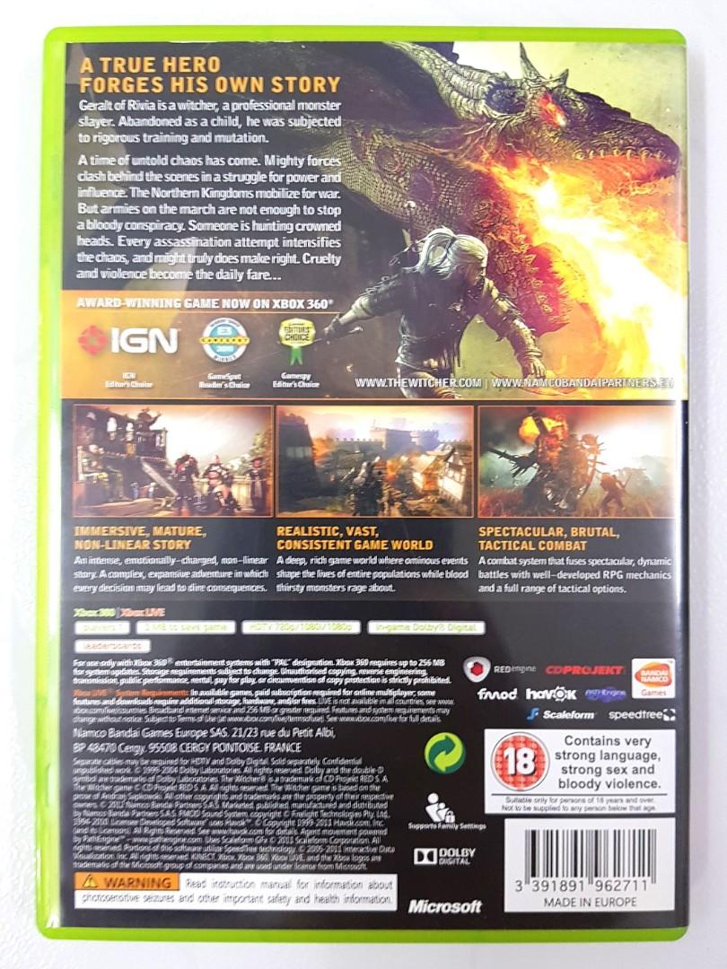 Video Game for Xbox 360 : The Witcher 2 : Assasins of Kings Enhanced  Edition (3-Discs) *Used* (PAL / Bandai Namco / Mature 18+), Video Gaming,  Video Games, Xbox on Carousell