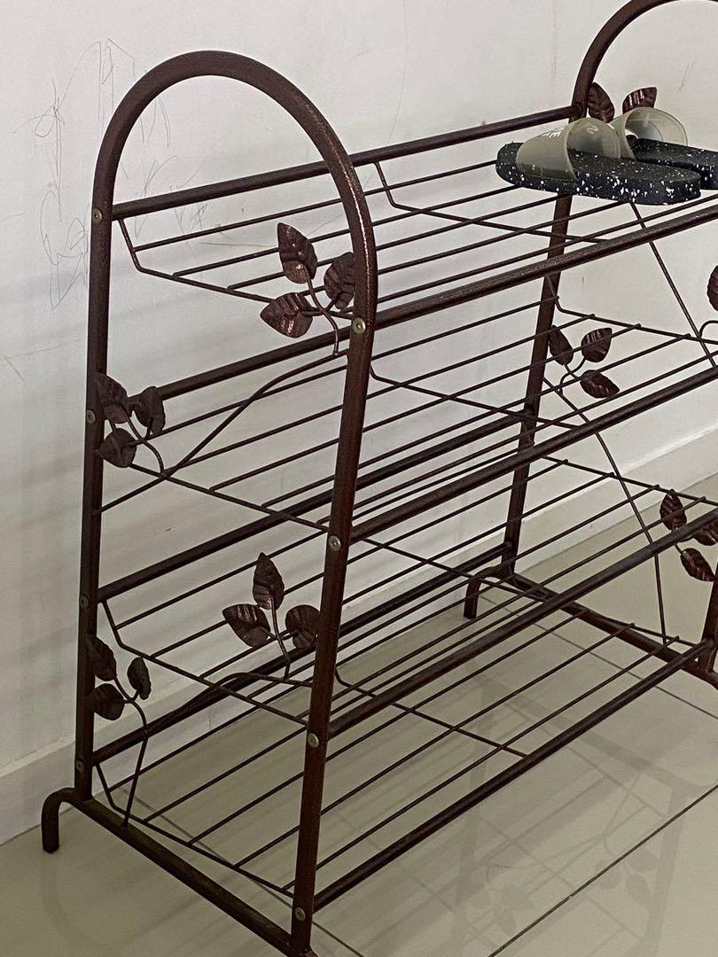 Bronze Wrought Iron Shoe Rack 4 tiers, Furniture & Home Living