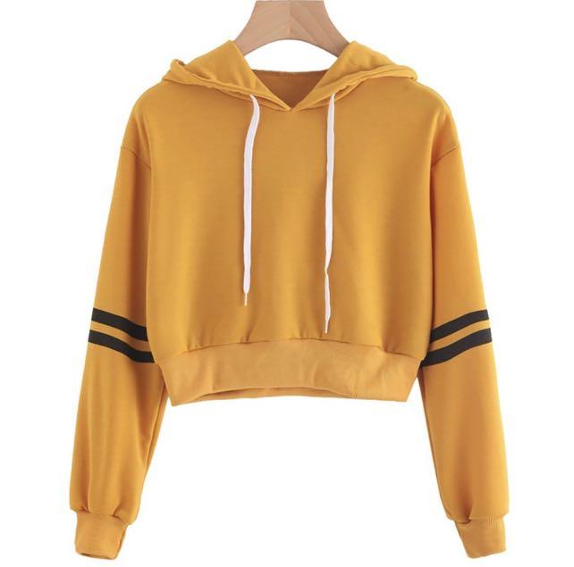 Yellow hoodie with black stripes hotsell
