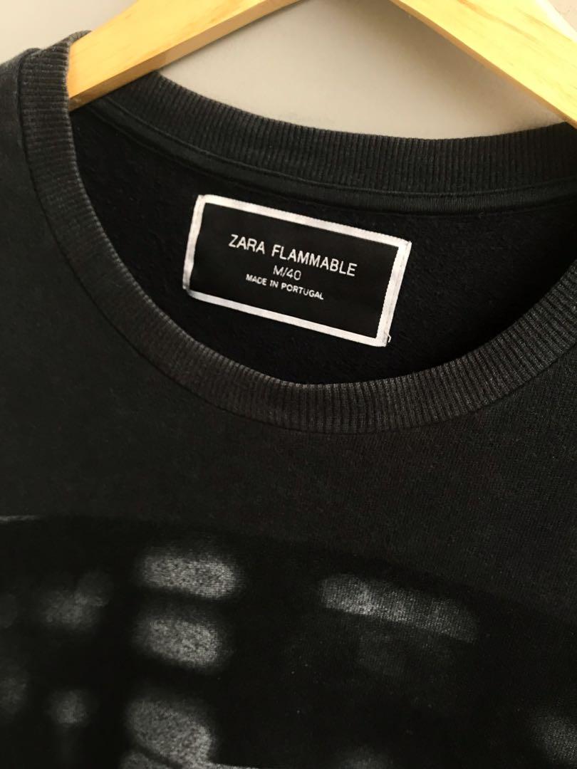ZARA FLAMMABLE SWEATSHIRT, Fesyen Pria 