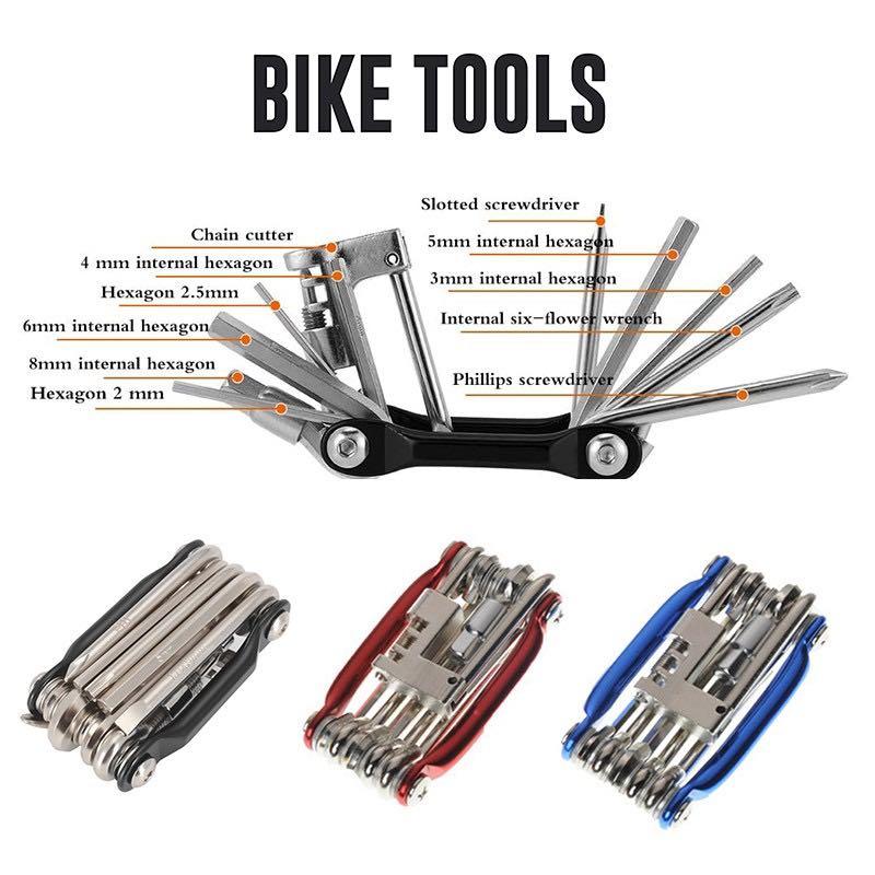 Practical 11in1 Multi-function Bike Bicycle Wrench Chain Cutter Repair Tools 