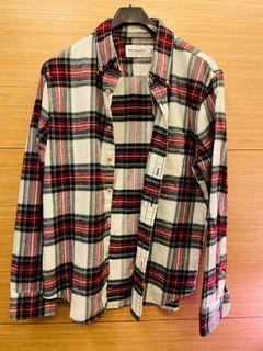 A&F全新法蘭絨格紋襯衫-XS