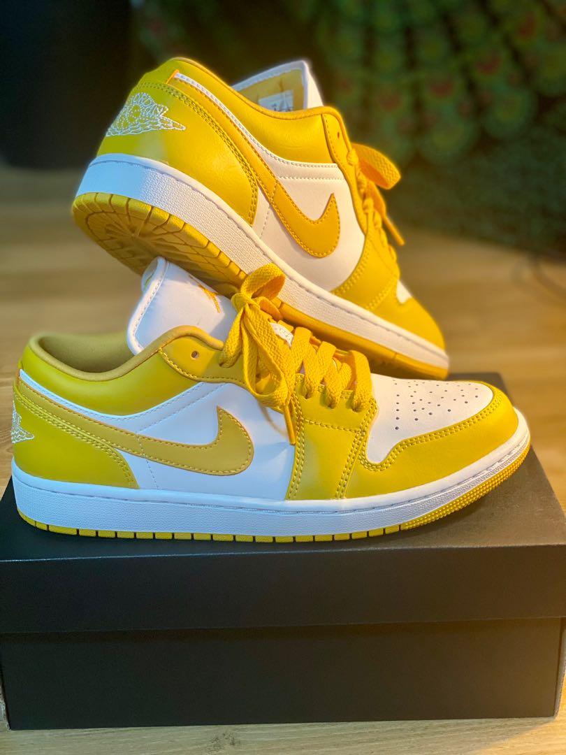 Air Jordan 1 Low Mustard Yellow/White , Men's Fashion, Footwear