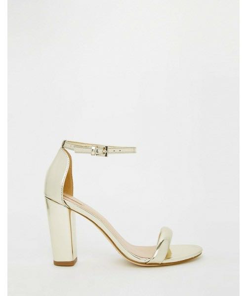 Aldo gold block heels sale