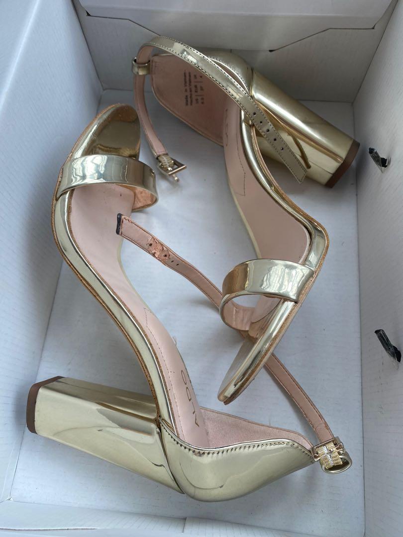 Aldo gold online block heels